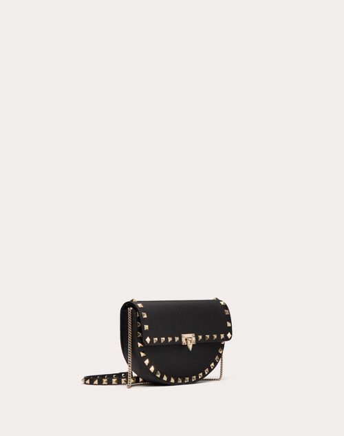 Valentino Garavani - Mini Sac À Bandoulière Rockstud En Cuir De Veau Grainé - Noir - Femme - Pochettes