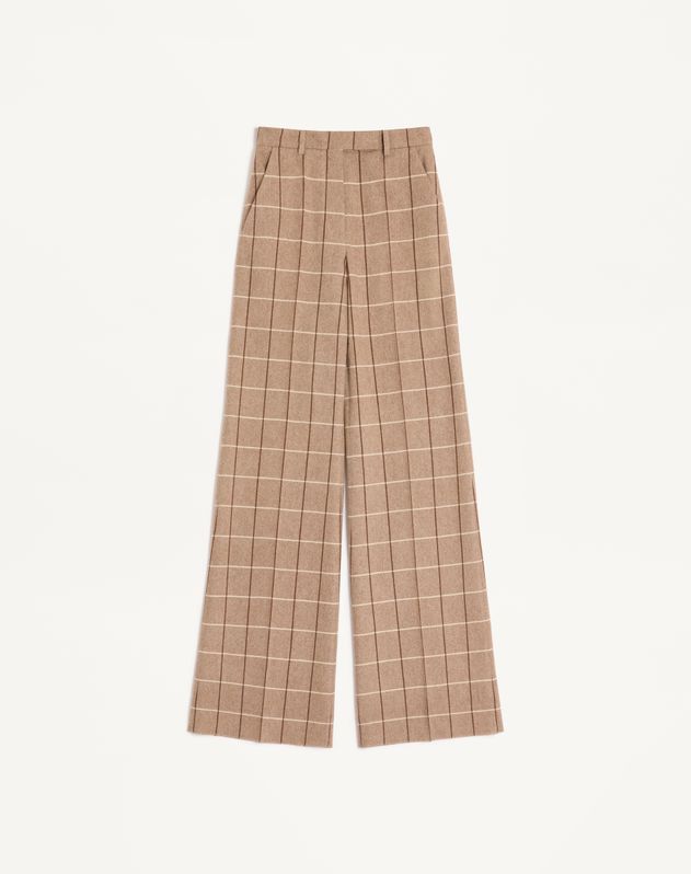 Wool Trousers With Windowpane Check Pattern