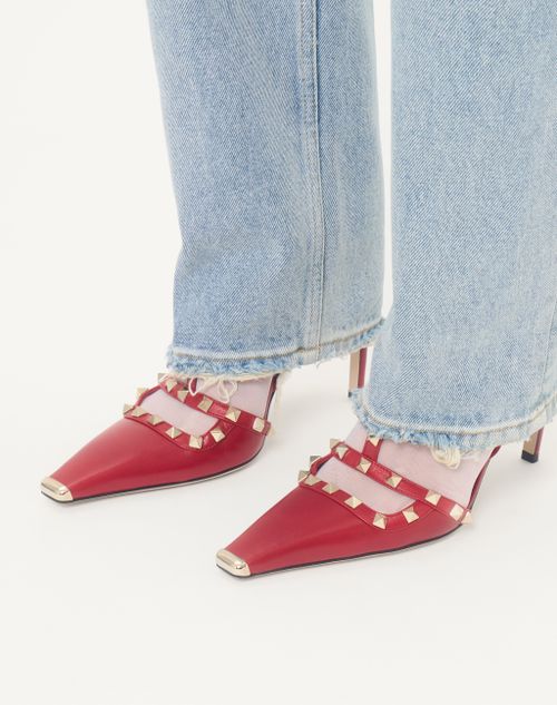 Valentino Garavani - Décolleté Rockstud In Capretto 100mm - Rosso - Donna - Décolleté E Slingbacks
