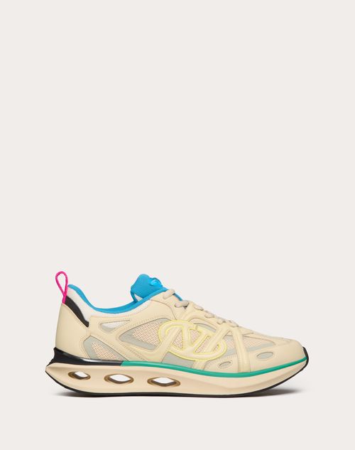 Valentino Garavani - Vlogo Easyjog Low-top Sneaker In Calfskin And Fabric - Beige/parrot/black/lime Sorbet - Man - Trainers