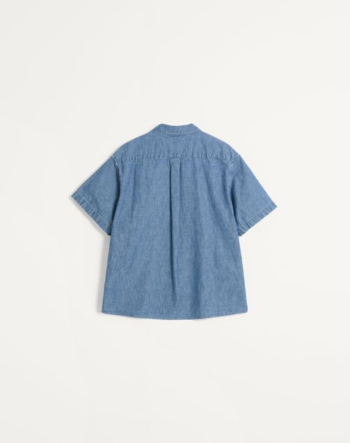 Valentino - Denim Bowling Shirt - Denim - Man - Denim