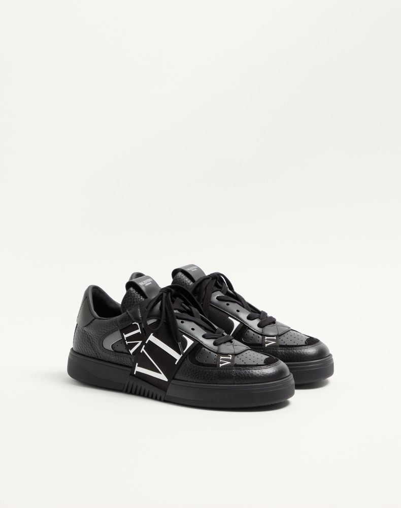 Valentino Garavani Low-Top Calfskin Vl7n Sneaker With Bands Man Black 45.5