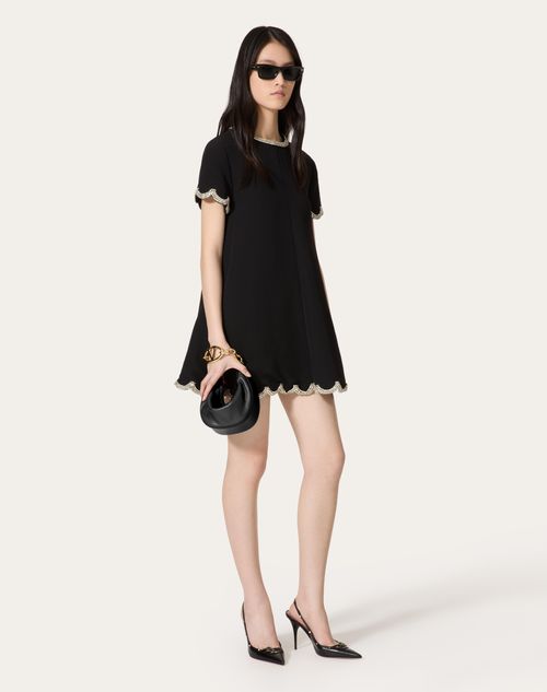 Valentino - Abito Corto In Structured Couture Ricamato - Nero - Donna - Abiti