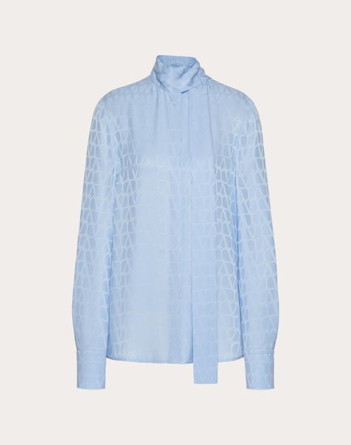 Valentino - Camicia In Silk Jacquard Toile Iconographe - Iris Liliac - Donna - Camicie E Top