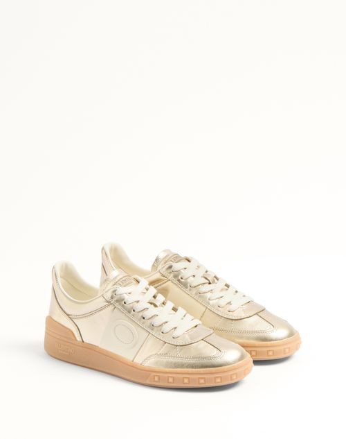 Valentino Garavani - Upvillage Trainer In Laminated Calfskin With Nappa Calfskin Leather Band - White/platinium - Woman - Shoes