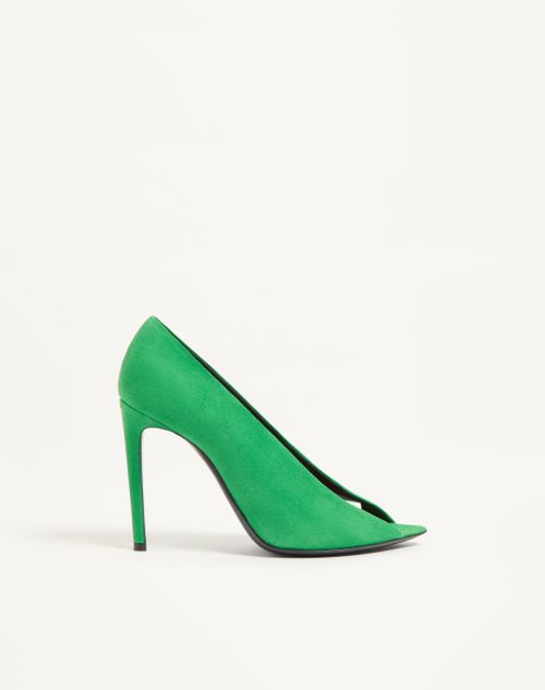 Valentino Garavani - Open Toe Révélé Suede Pumps 105mm - Mint - Woman - Pumps And Slingbacks