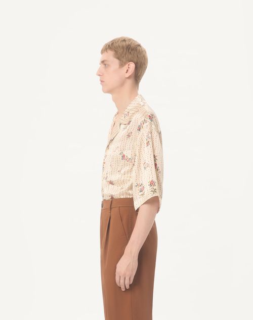 Valentino - ヴァレンティノ パピエフローラルプリント シルク ボウリングシャツ - バター - メンズ - シャツ