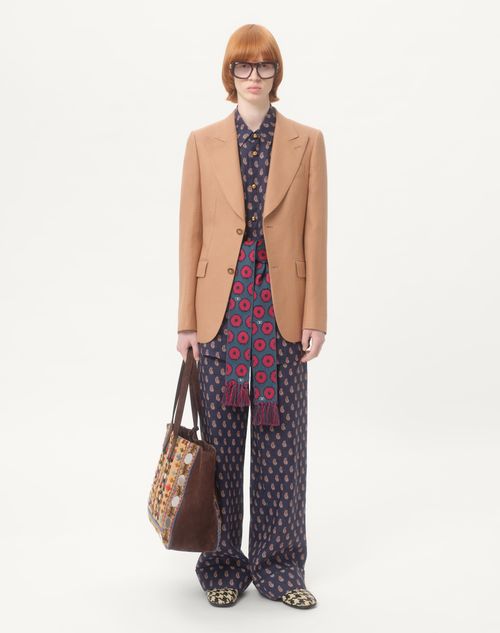 Valentino - Lightweight Linen Shirt With Voyage Imaginaire Print - Navy/cream/red - Man - Shirts