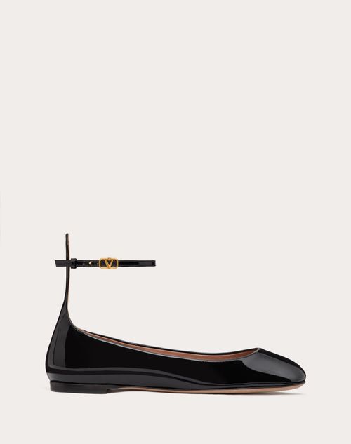 Valentino Garavani - Valentino Garavani Tan-go Patent Leather Ballerina - Black - Woman - Ballerinas