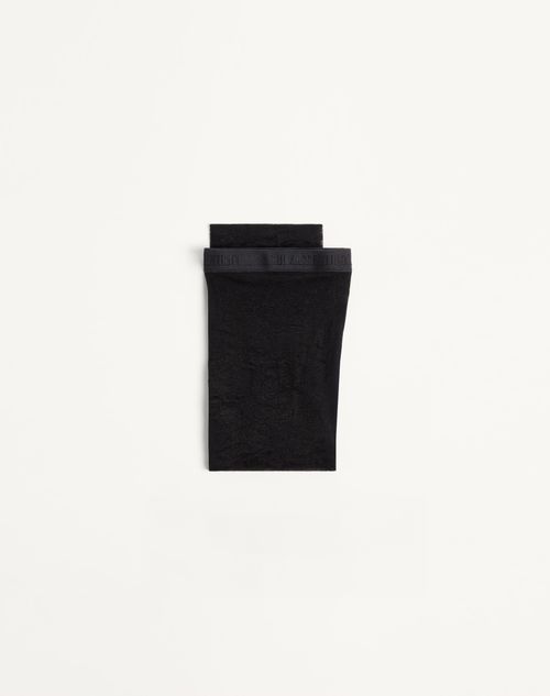 Valentino - Floral Lycra Tights - Black - Woman - Soft Accessories