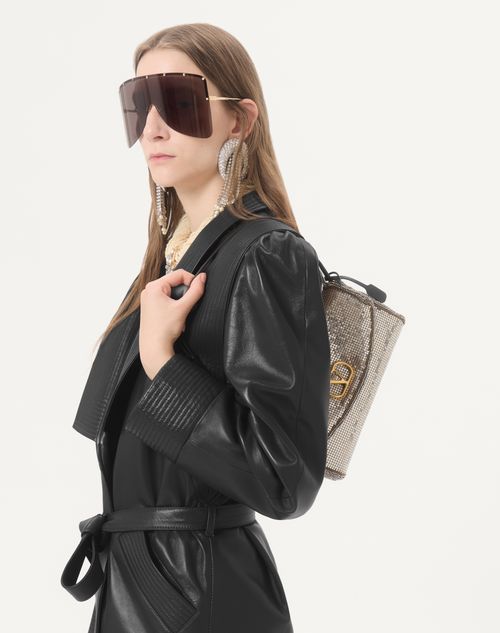 Valentino Garavani - Kleine Valentino Garavani Devain Schultertasche Aus Metallic-mesh - Silber - Frau - Schultertaschen
