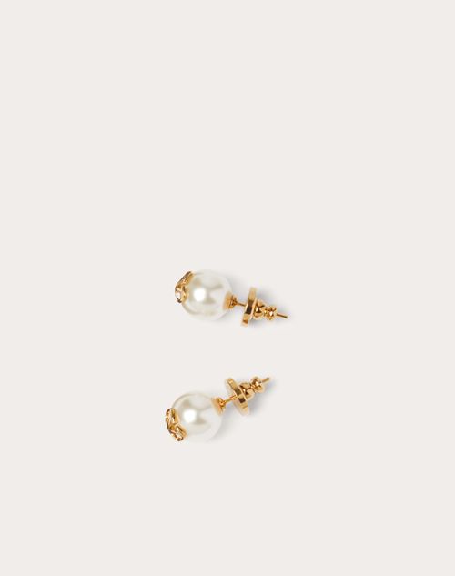 Valentino Garavani V Logo Signature Pearl Earrings in Ivory