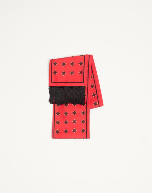 Valentino Garavani - Opticool Silk Bandeau Scarf With Fringe - Red/black - Man - Soft Accessories