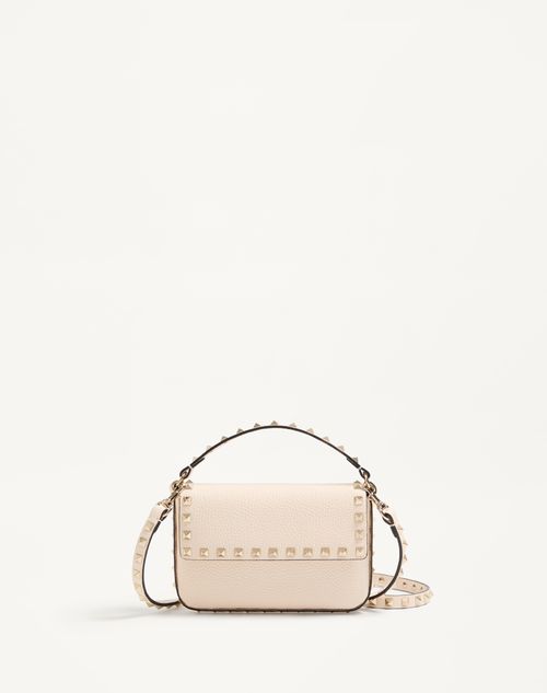 Valentino Garavani - Rockstud Grainy Calfskin Pouch - Light Ivory - Woman - Clutches