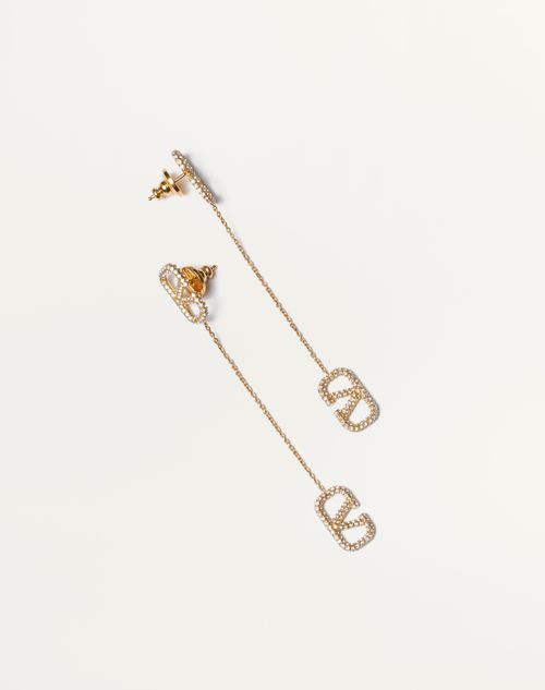 Valentino Garavani - Vロゴ シグネチャー メタル X スワロフスキー® クリスタル ピアス - ゴールド - ウィメンズ - ジュエリー