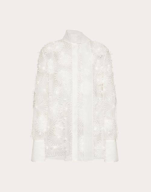 Valentino - Embroidered Organza Shirt - Ivory - Woman - Shirts And Blouses