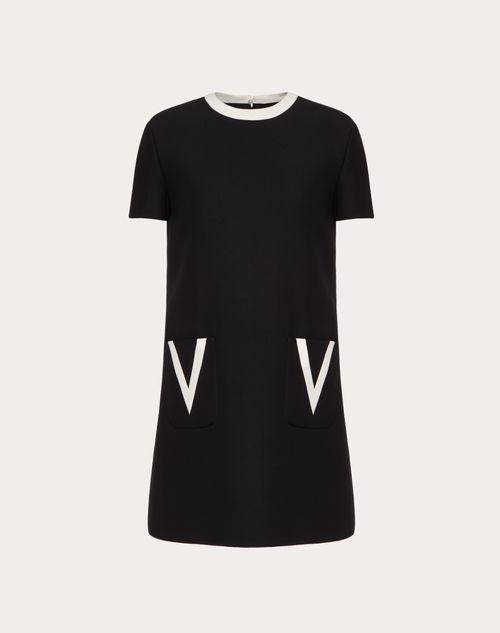 Valentino - Short Crepe Couture Dress - Black/ivory - Woman - Woman Sale