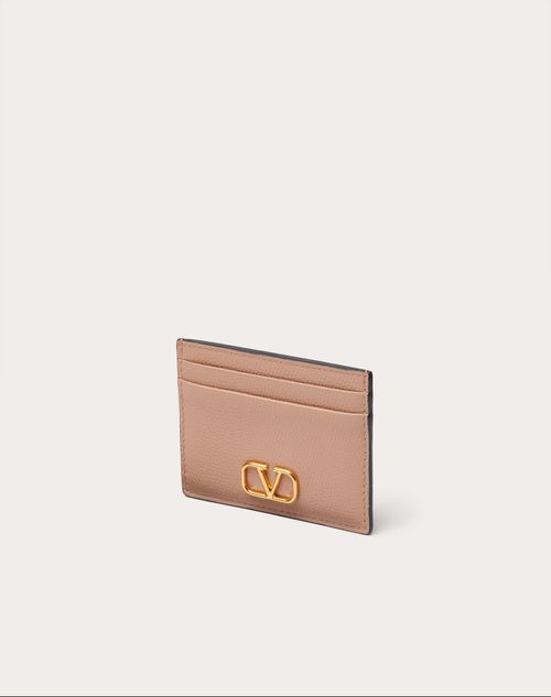 Vlogo Signature Grainy Calfskin Cardholder for Woman in Candy Rose
