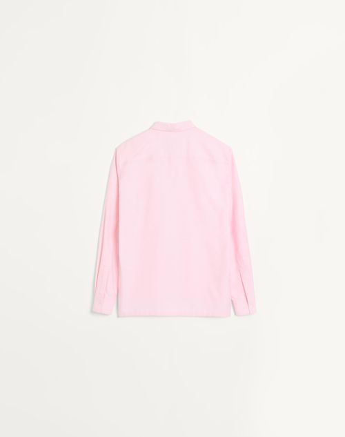 Valentino - Valentino Cotton Shirt With Embroidered Vlogo - Pink - Man - Man Ready To Wear Sale