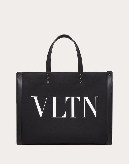 Bolso Shopper Mediano Vltn Ecolab De Lona para Masculino en Negro/blanco Valentino AR