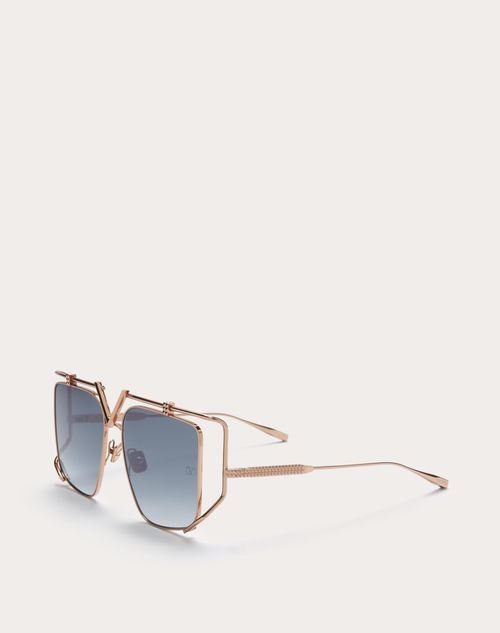 Valentino - Lunettes V-light Carrées Oversize En Titane - Gris - Unisexe - Lunettes De Soleil