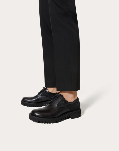 Derby In Toile Iconographe Technical Fabric And Calfskin for Man in Black Valentino PT