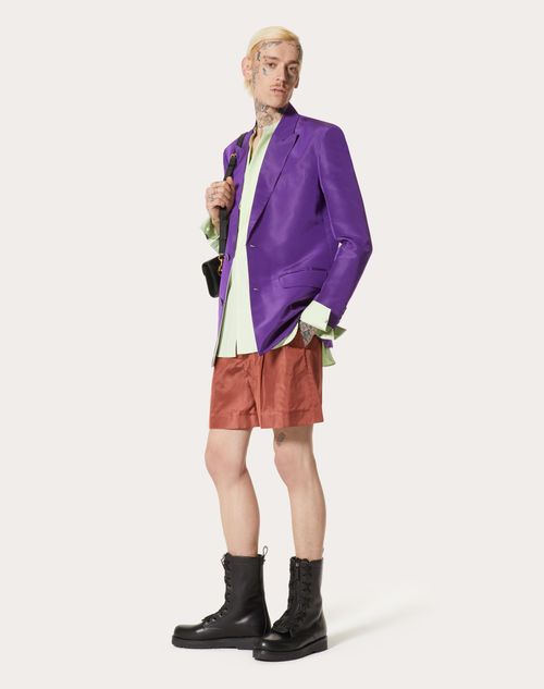 Valentino - Single-breasted Silk Faille Jacket - Purple - Man - Coats And Blazers