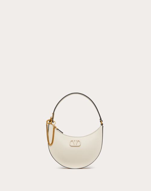Valentino Garavani - Mini Vlogo Signature Grainy Calfskin Hobo Bag - Light Ivory - Woman - Clutches
