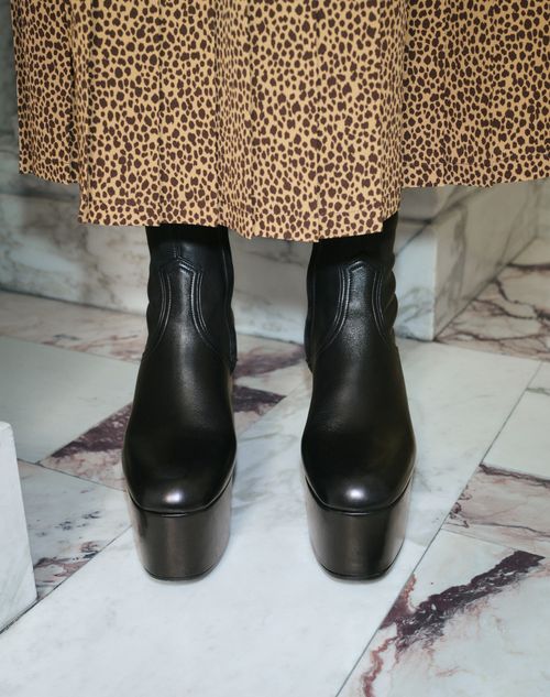 Valentino Garavani - Fawcette Platform Ankle Boot In Stretch Nappa 120mm - Black - Woman - Boots And Ankle Boots