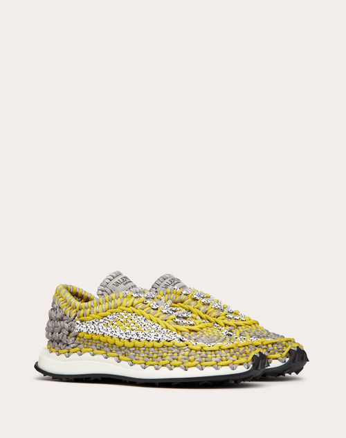 Valentino Garavani - Valentino Garavani Crochet Sneaker In Fabric - Yellow - Man - Man Sale