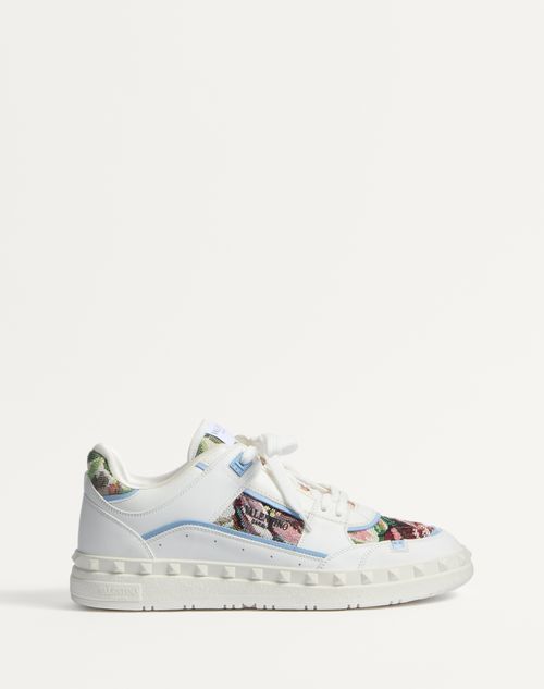 Valentino Garavani - Freedots Low-top Sneaker In Calfskin And Fabric - White/popeline Blue/multicolor/popeline Blue - Man - Sneakers