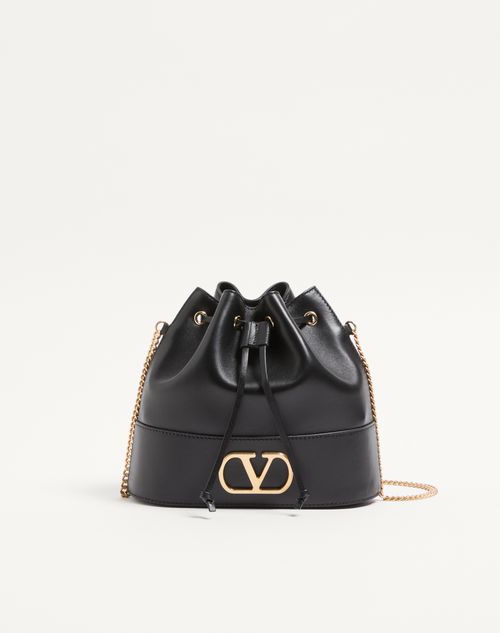 Valentino Garavani - Mini Vlogo Signature Bucket Bag In Nappa Leather - Black - Woman - Vlogo Signature