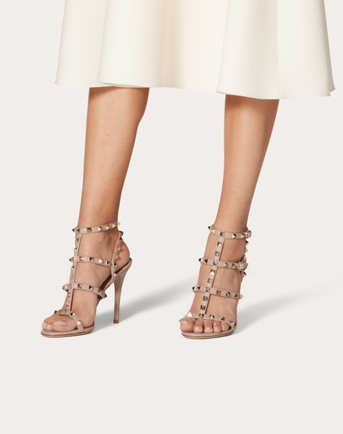 Rockstud Calfskin Ankle Strap 100 Mm for Woman in Black | Valentino US