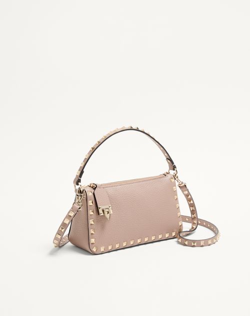Valentino Garavani - Bandolera Rockstud Pequeña De Cuero De Becerro Graneado - Poudre - Mujer - Bolsos