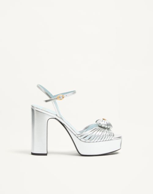 Valentino Garavani - Coeur Royal Platform Sandal In Laminated Nappa 115mm - Silver - Woman - Sandals