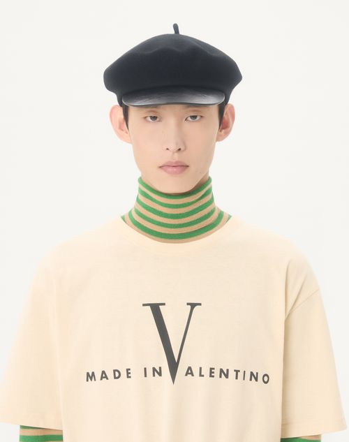 Valentino - Camiseta Valentino De Algodón Con Estampado Made In Valentino - Manteca/negro - Hombre - Camisetas Y Sudaderas