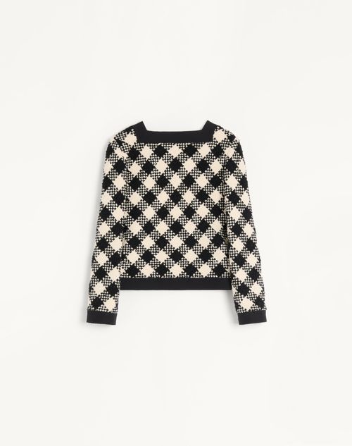 Valentino - Damier Tweed Jacket - Butter/black - Woman - Jackets And Blazers