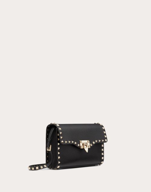 Rockstud Small Leather Crossbody Bag in Black - Valentino Garavani