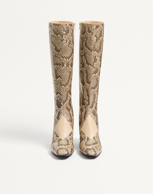 Valentino Garavani - Equivoque Python Boot 60mm - Cream/papyrus - Woman - Boots