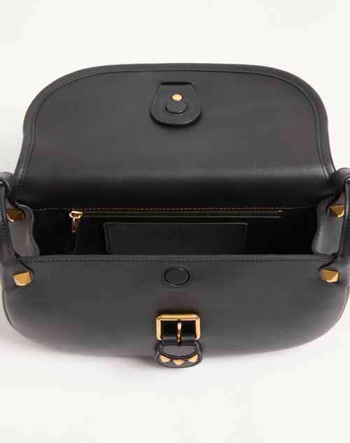 Valentino Garavani - Valentino Garavani Flâneuse Medium Leather Shoulder Bag - Black - Woman - Shoulder Bags