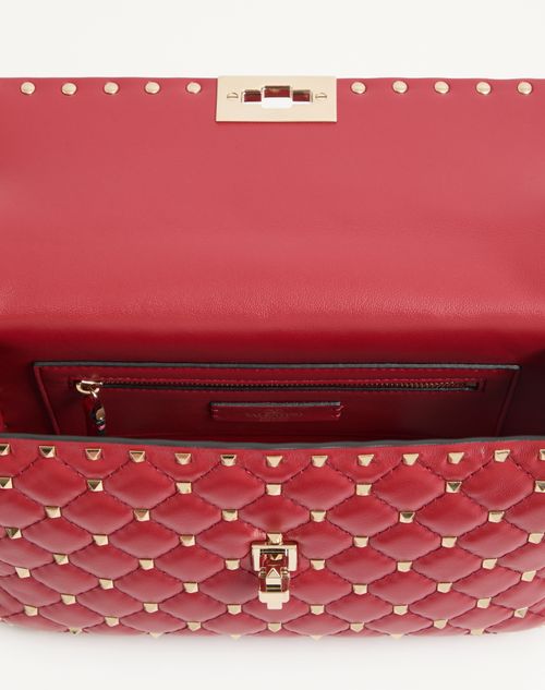 Valentino Garavani - Borsa Media Rockstud Spike In Nappa - Rosso V. - Donna - Borse A Spalla