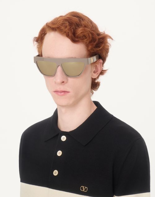 Valentino - Geometric Acetate Eyewear - Brown/bronze - Unisex - Eyewear