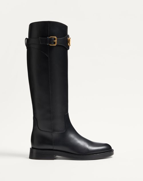 Valentino Garavani - Vlogo Signature Calfskin Boot 30mm - Black - Woman - Boots