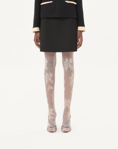 Valentino - Plain Wool Tweed Skirt - Black/red/green - Woman - Skirts