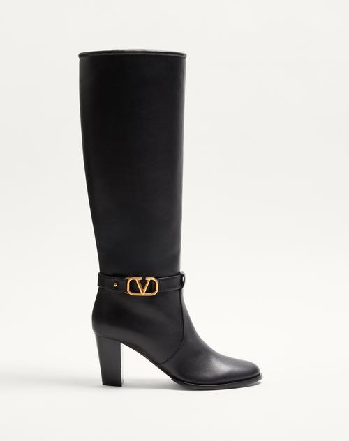 Valentino Garavani - Vlogo Signature Calfskin Boot 75mm - Black - Woman - Boots