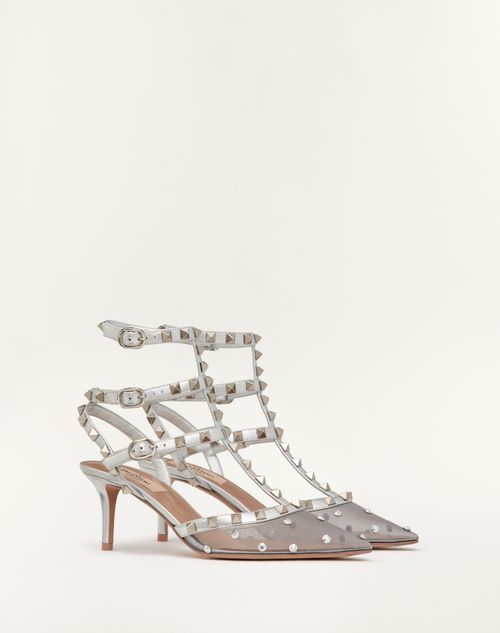 Valentino Garavani - Rockstud Mesh Pump With Crystals And Straps 65mm - Silver - Woman - Woman Shoes Sale
