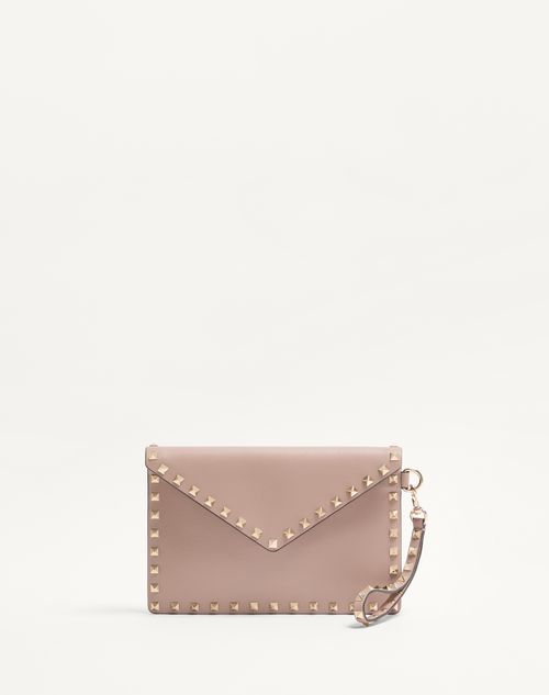 Valentino Garavani - Pouch Rockstud In Vitello - Poudre - Donna - Valentino Garavani Rockstud