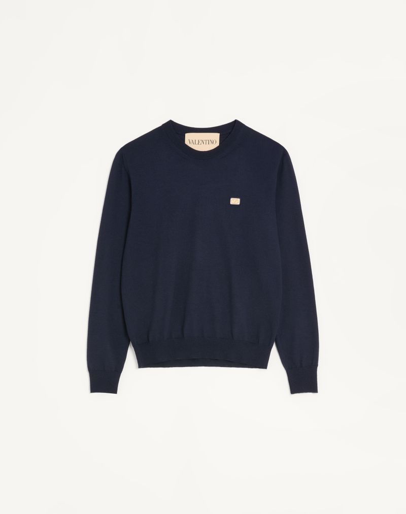 Pull Laine Écusson VLogo Bleu Marine — Valentino