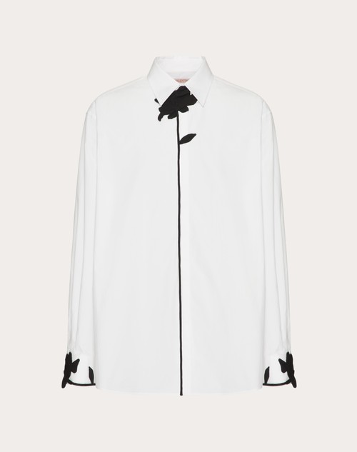 フラワー エンブロイダリー コットンポプリン ロングスリーブシャツ for メンズ インチ ホワイト/ブラック | Valentino JP