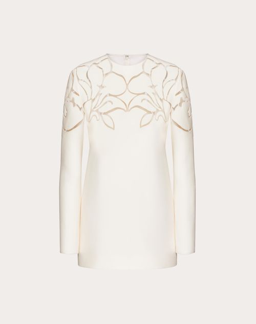 Valentino - Short Embroidered Crepe Couture Dress - Ivory - Woman - Woman Ready To Wear Sale